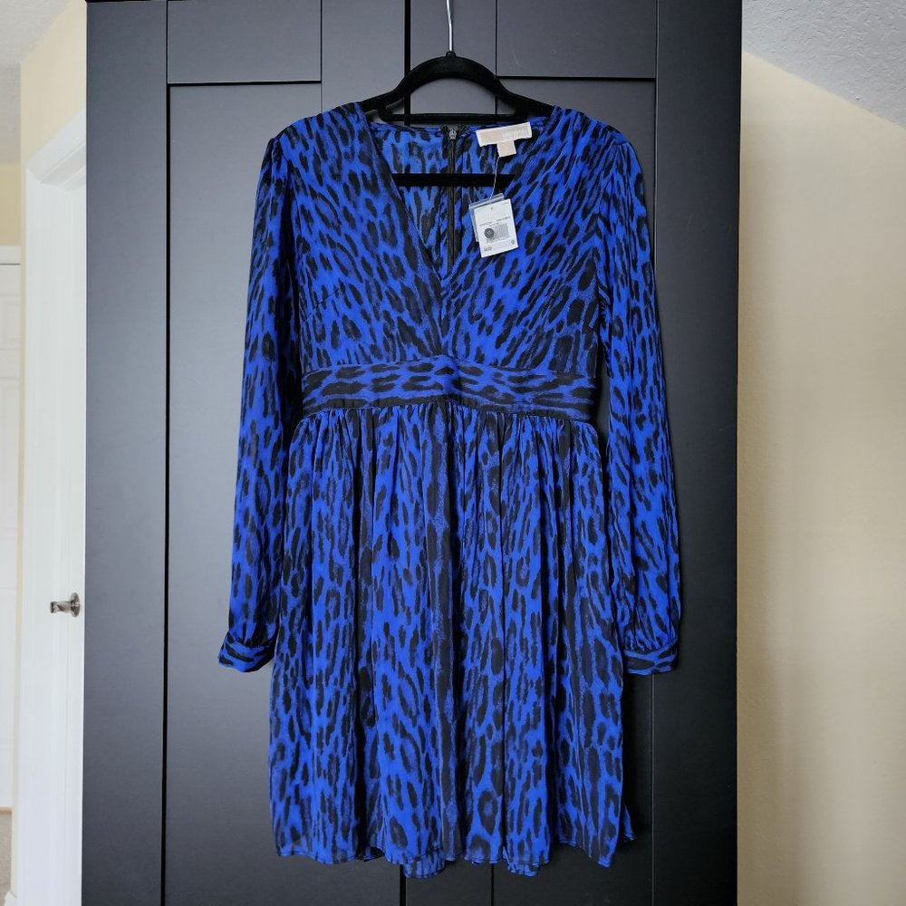 Michael Kors Electric Blue Leopard Print Condition Excellent Short Casual Dress